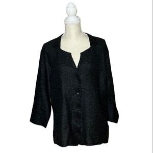 Adolfo Dominguez - Black Lightweight Crepe Like Jacket - Large - EUC